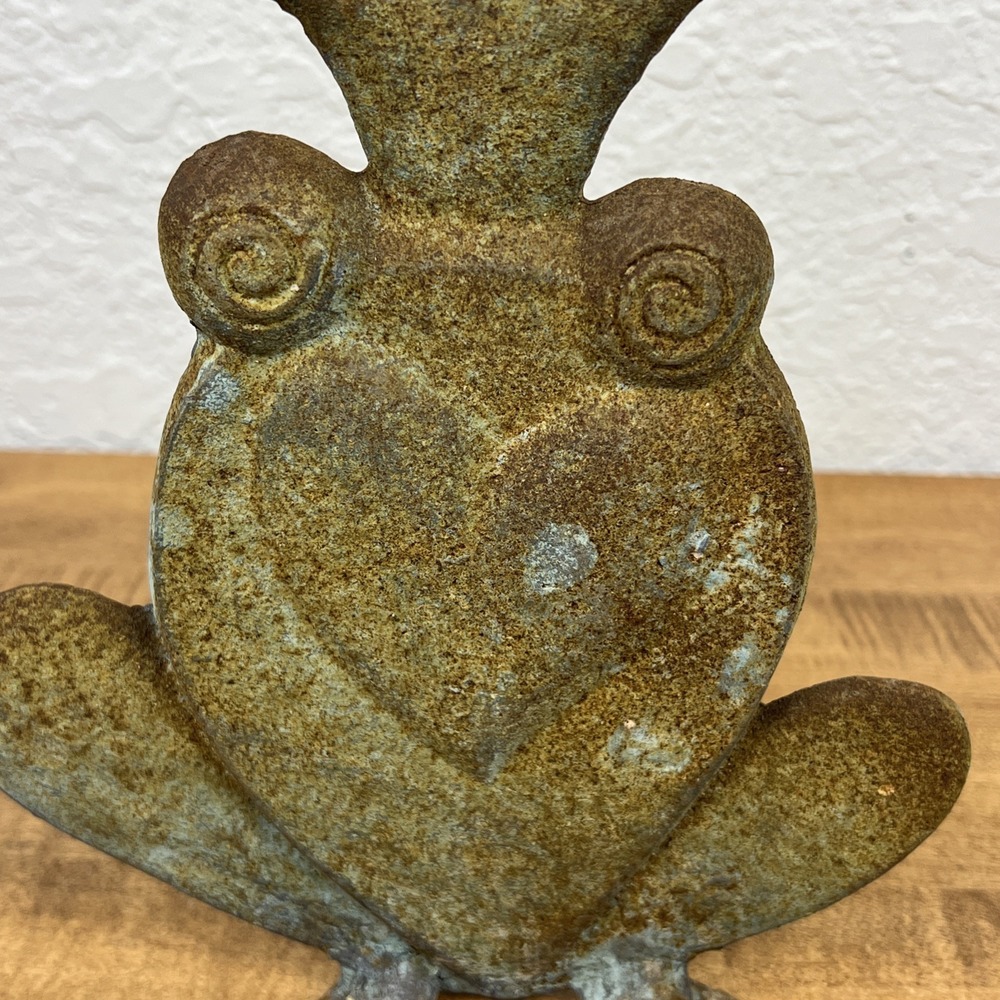 Vintage Rustic Frog Prince W/ Crown Cast Iron Doorstop Wedge - Picture 3 of 10